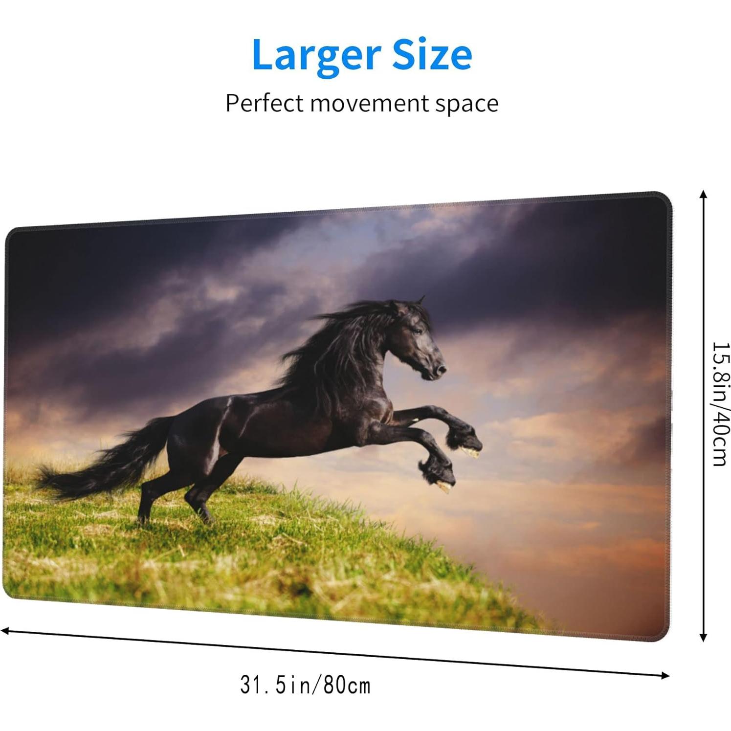 Alfombrilla de Escritorio SKYDAWNY XL Caballo Frisón Negro 80x40cm