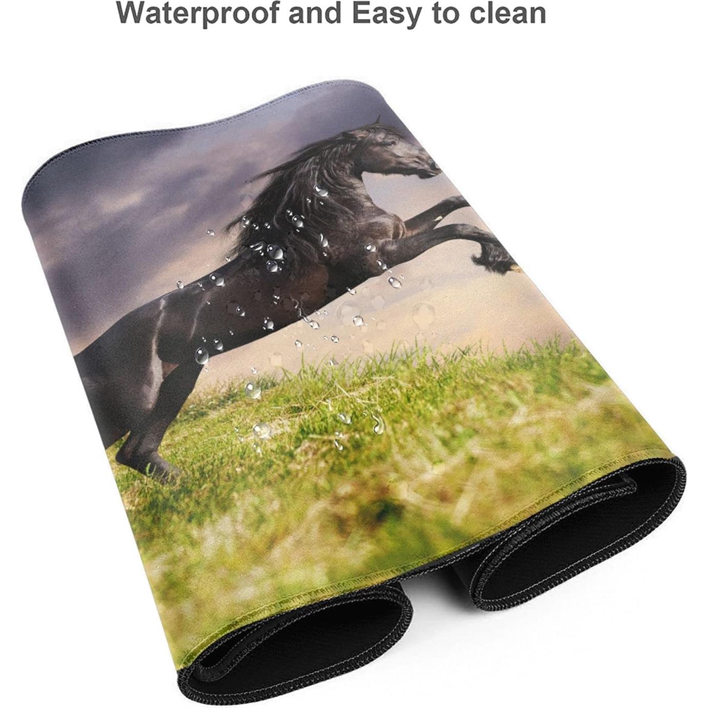 Alfombrilla de Escritorio SKYDAWNY XL Caballo Frisón Negro 80x40cm