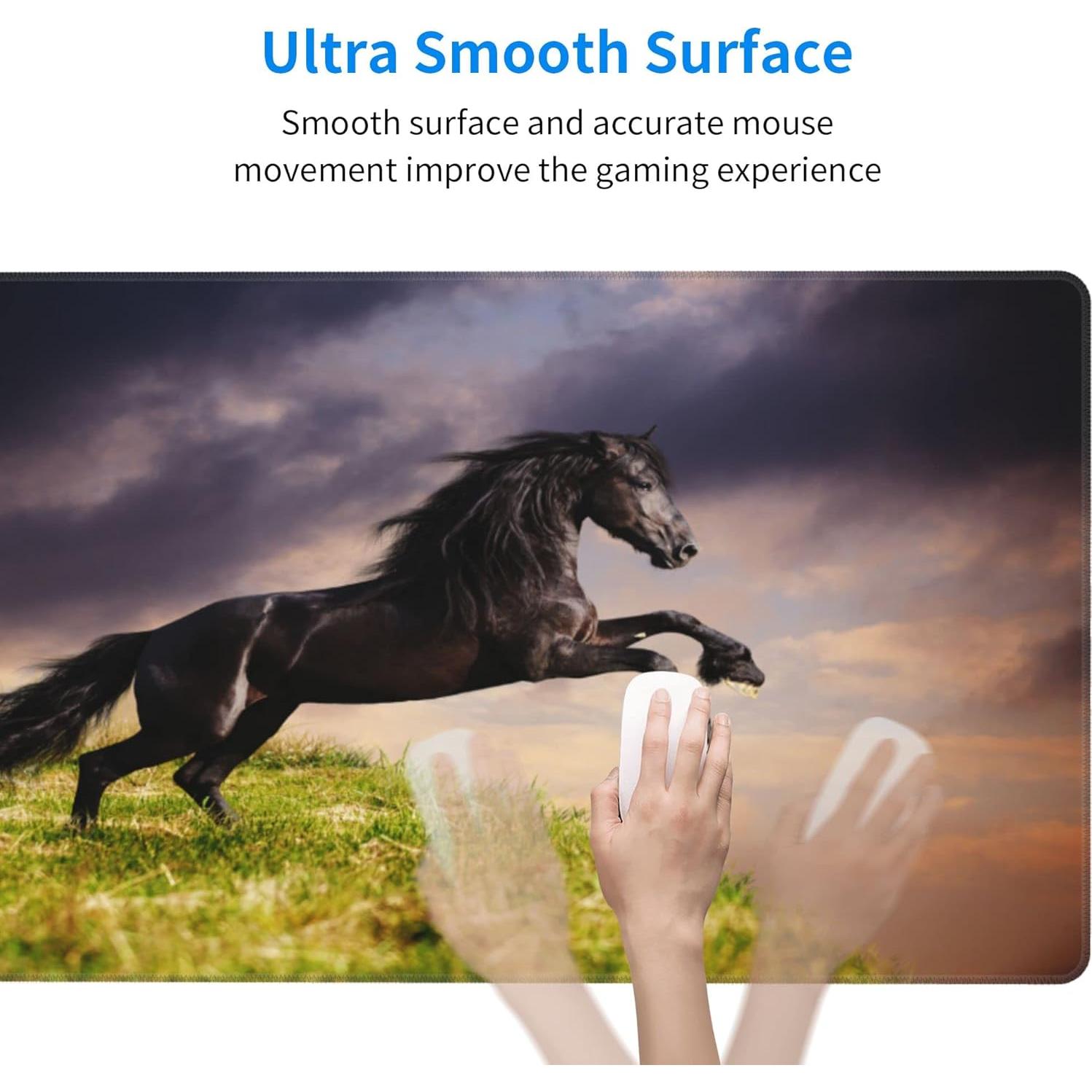 Alfombrilla de Escritorio SKYDAWNY XL Caballo Frisón Negro 80x40cm