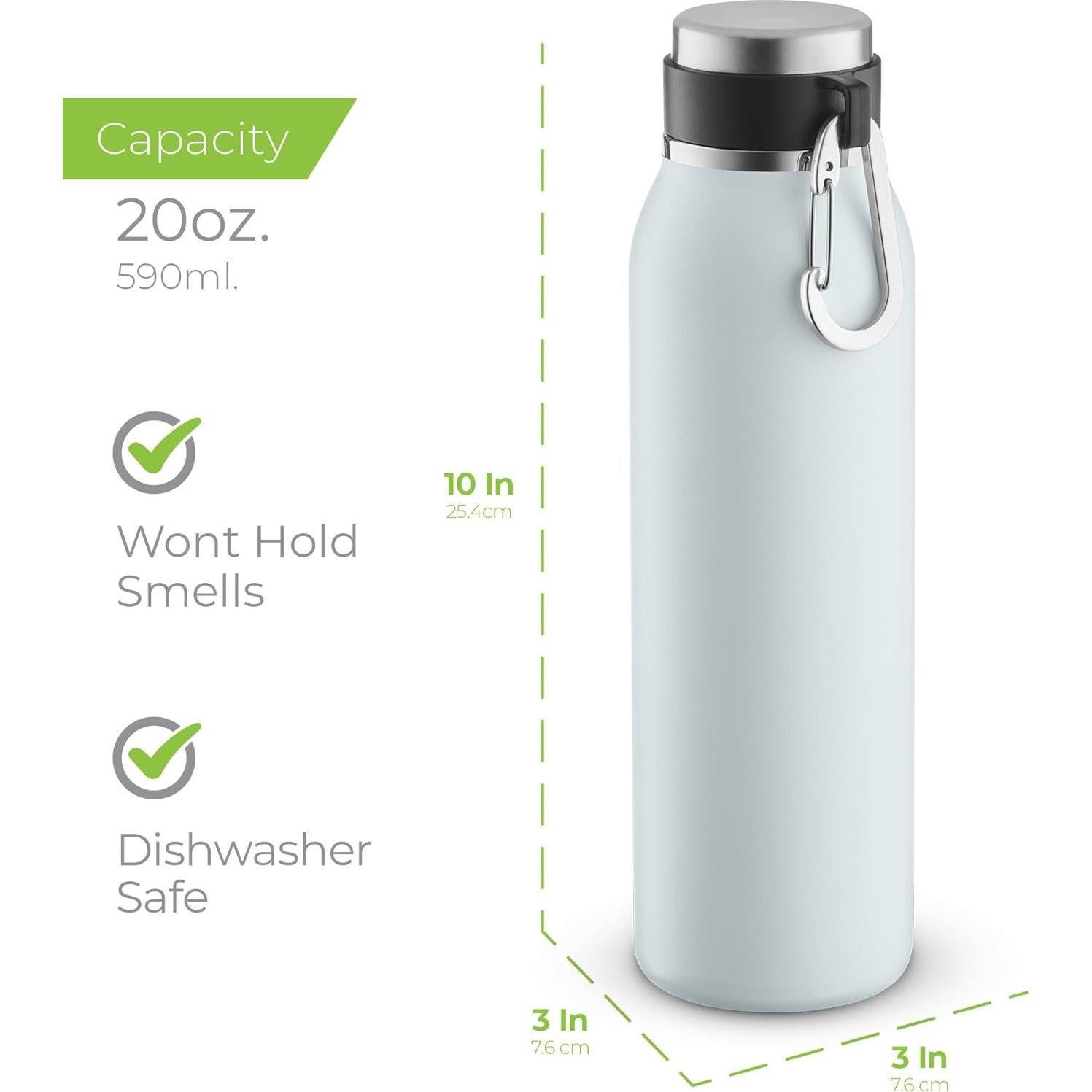 Botella de Agua SipX de Acero Inoxidable 20oz Azul Aislada