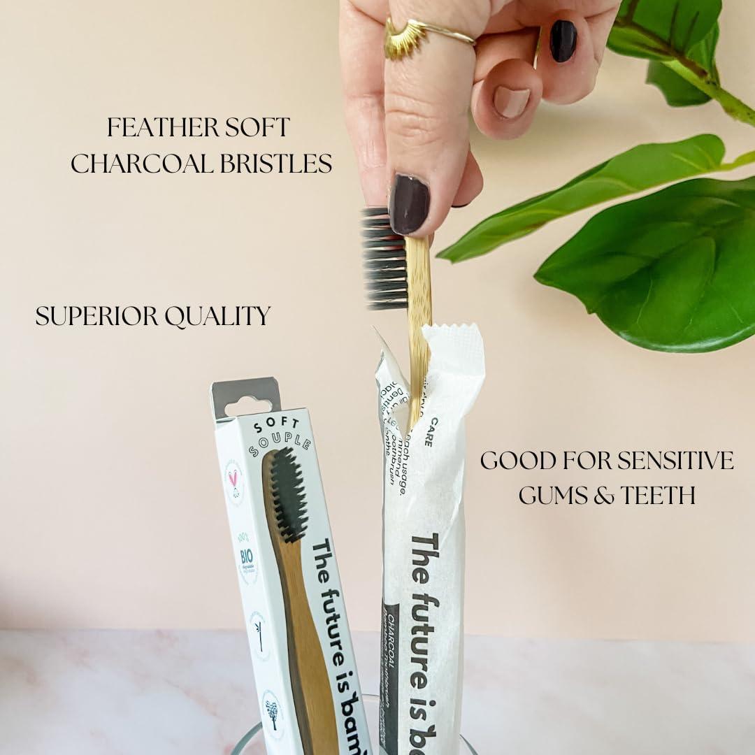 Cepillo de Dientes de Bambú con Carbón El Futuro es Bambú - Paquete de 4