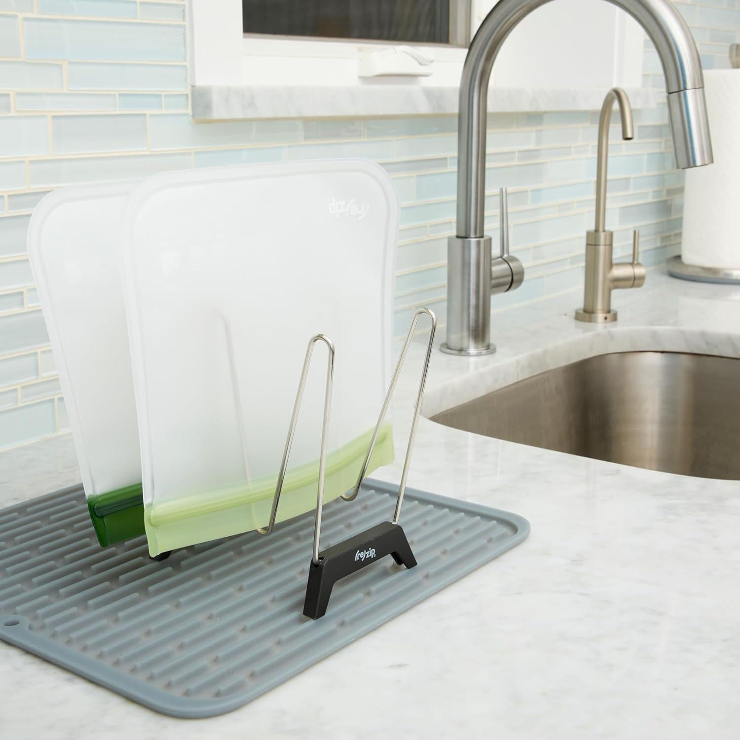 Estante de Secado re)zip con 2 Bolsas Reutilizables a Prueba de Fugas