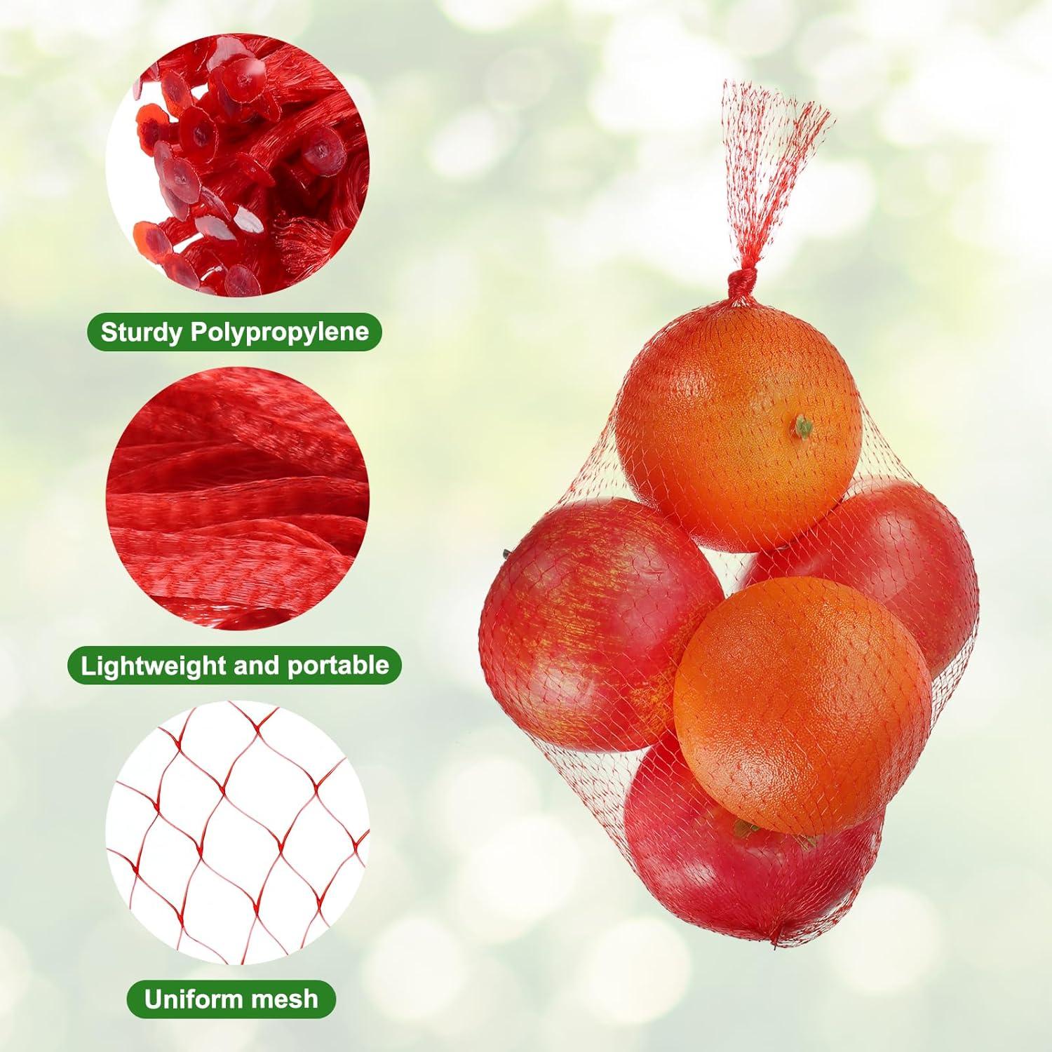 100 Bolsas de Malla Nylon Reutilizables uxcell 30 cm Blanco/Rojo