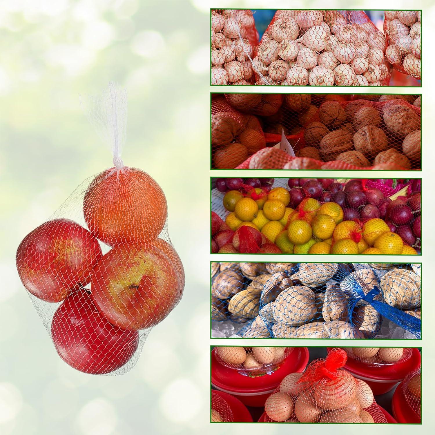 100 Bolsas de Malla Nylon Reutilizables uxcell 30 cm Blanco/Rojo