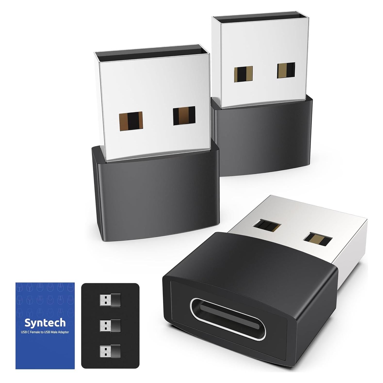 Adaptador USB C a USB A Syntech 3 Pack Negro - 480 Mbps