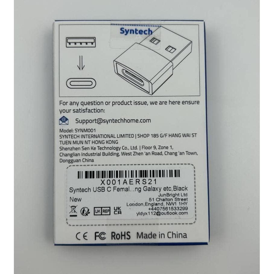 Adaptador USB C a USB A Syntech 3 Pack Negro - 480 Mbps