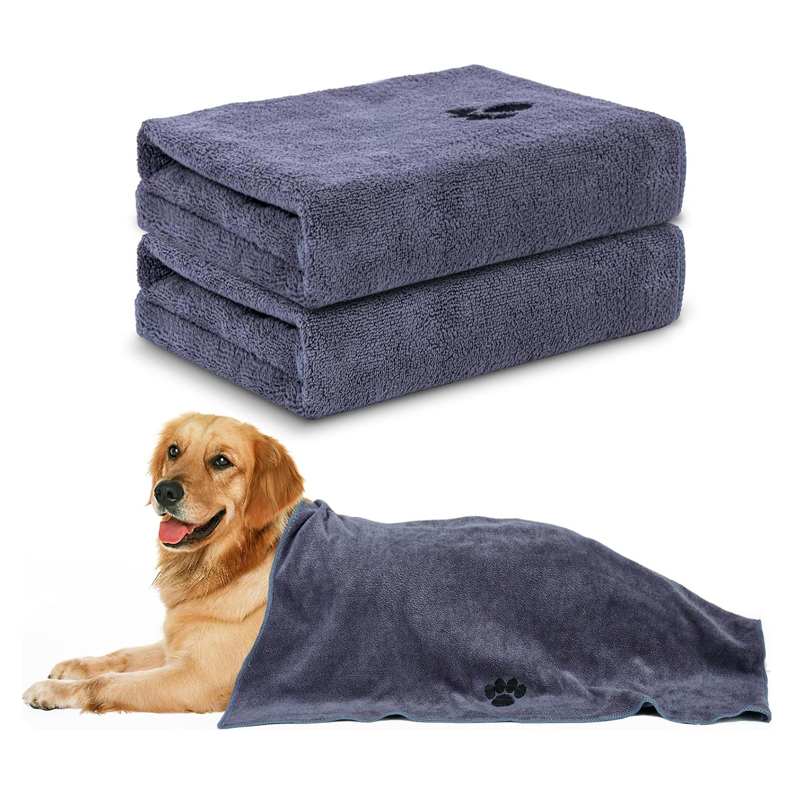 Toallas de Microfibra WOUSEDO para Perros - Paquete de 2 Gris