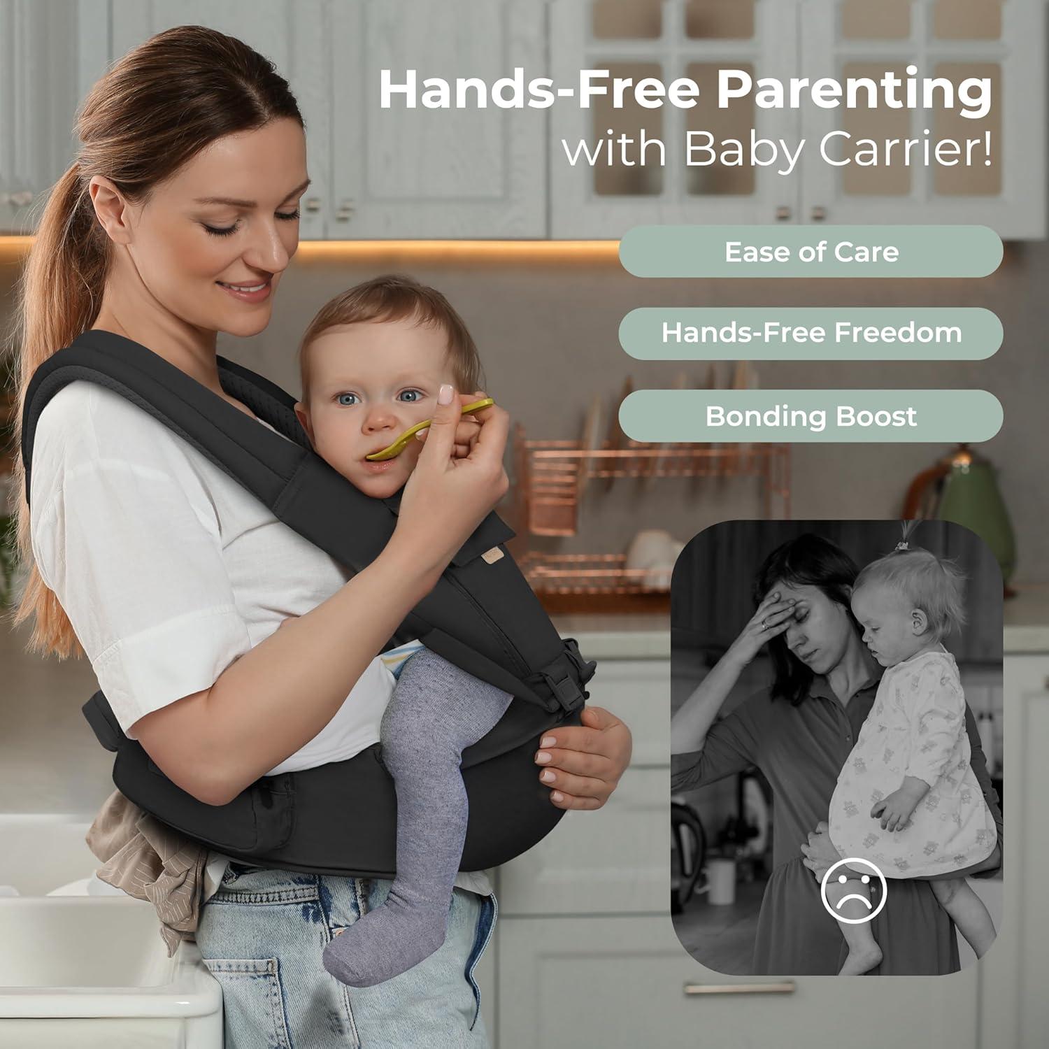 Portabebés 6-en-1 FRUITEAM con Taburete - Negro