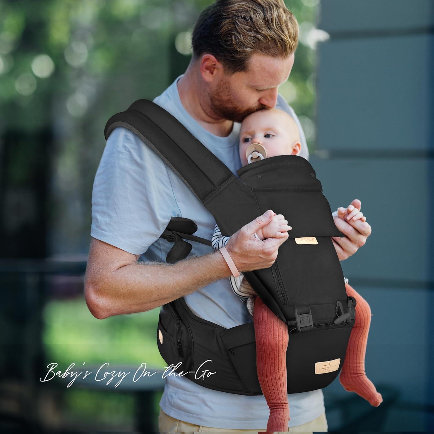 Portabebés 6-en-1 FRUITEAM con Taburete - Negro