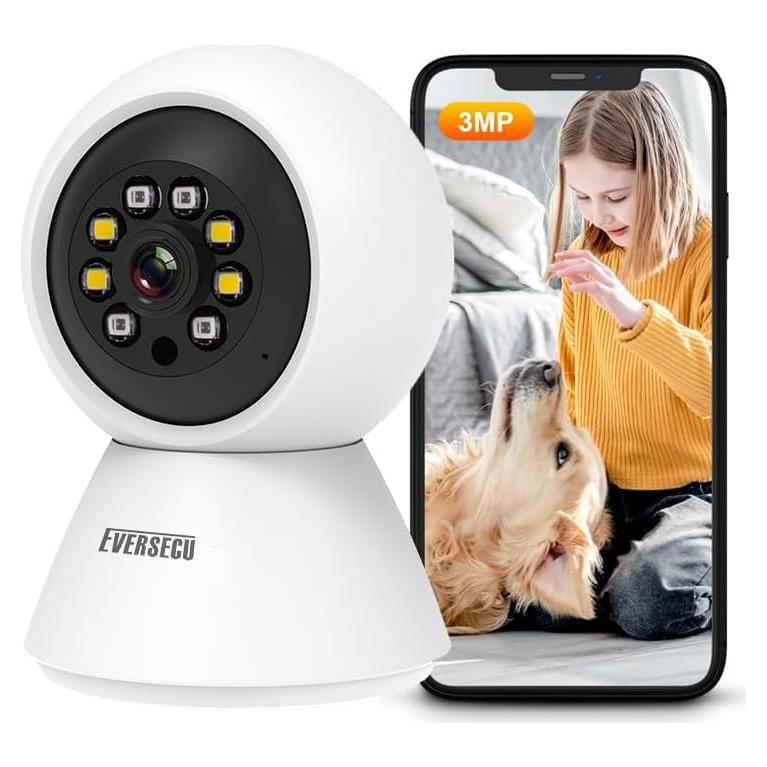 Cámara de Seguridad EVERSECU HD 2K WiFi Pan/Tilt 0.31kg