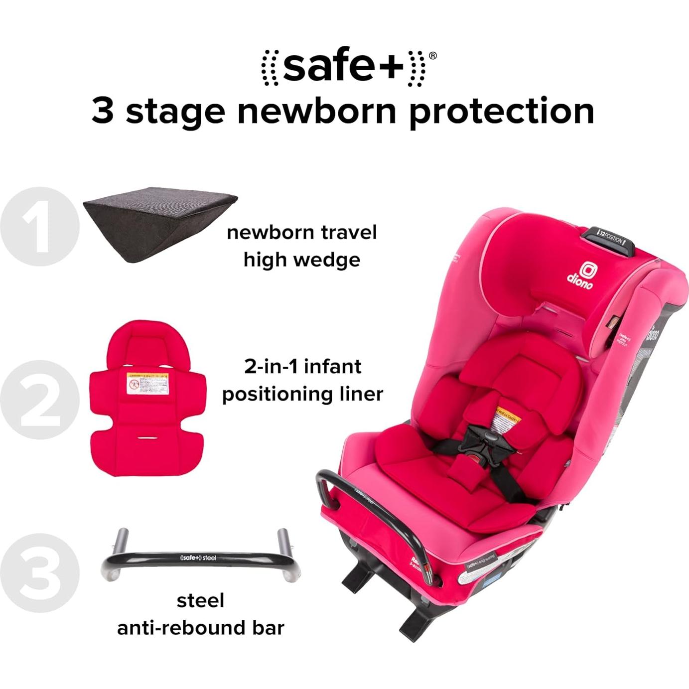 Silla de Auto Convertible Diono Radian 3RXT SafePlus Rosa