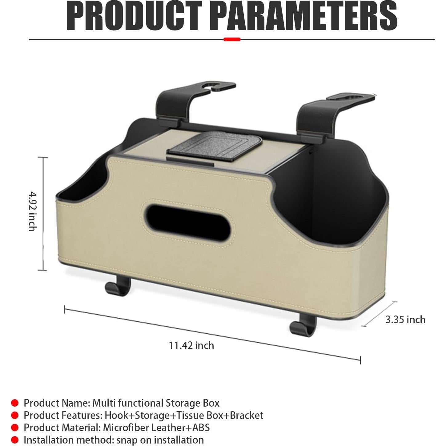 Caja de Almacenamiento para Respaldo de Asiento de Coche Beige - Pinflaw