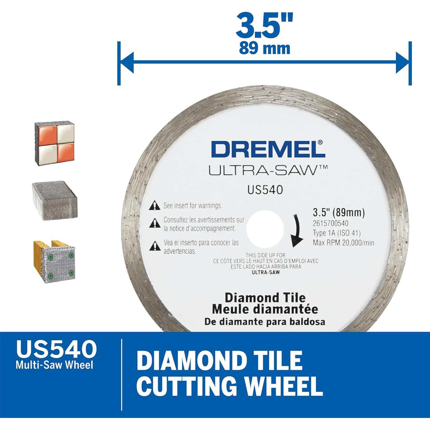 Rueda de Corte de Diamante Dremel US540-01 8.89 cm para Azulejos