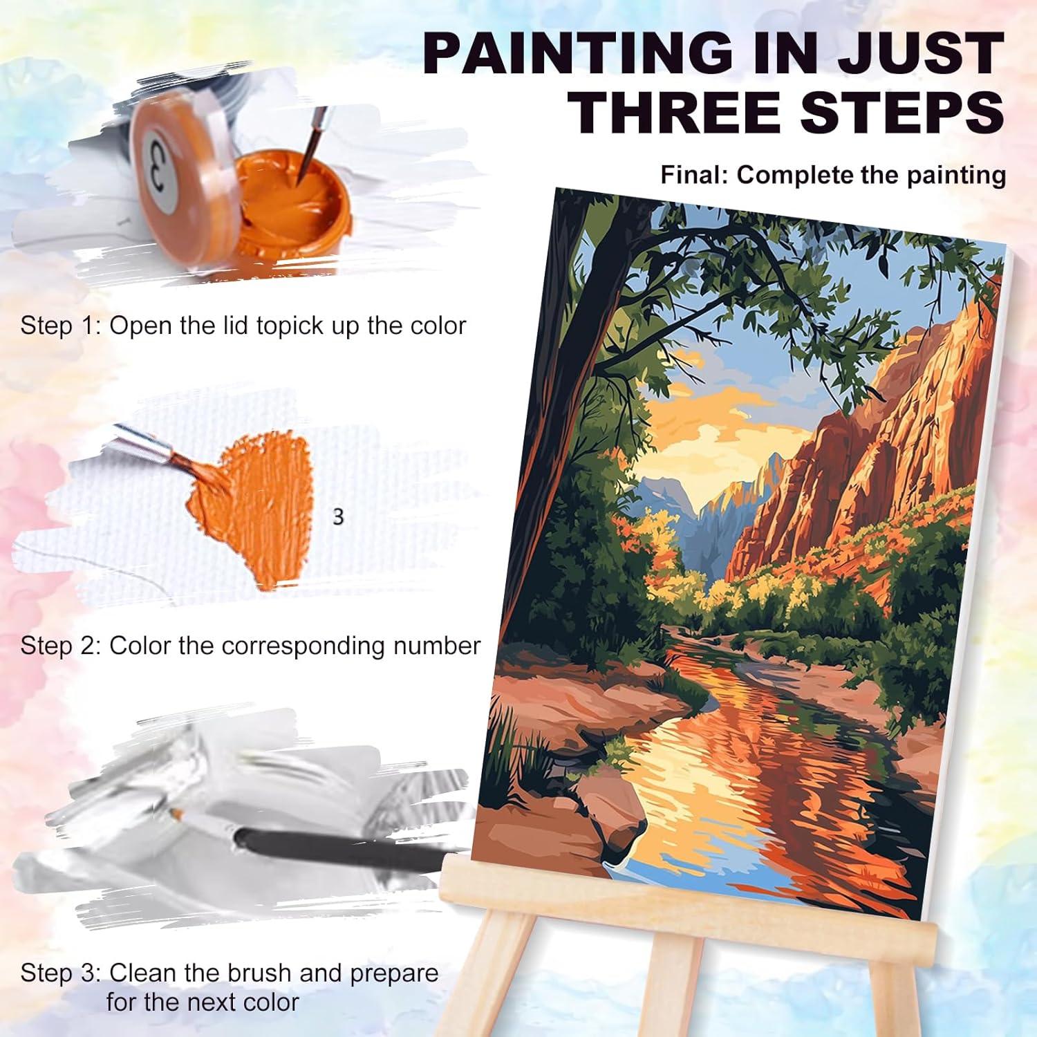 Kit de Pintura por Números Enmarcado Yezavesu 4 Piezas 20x30 cm