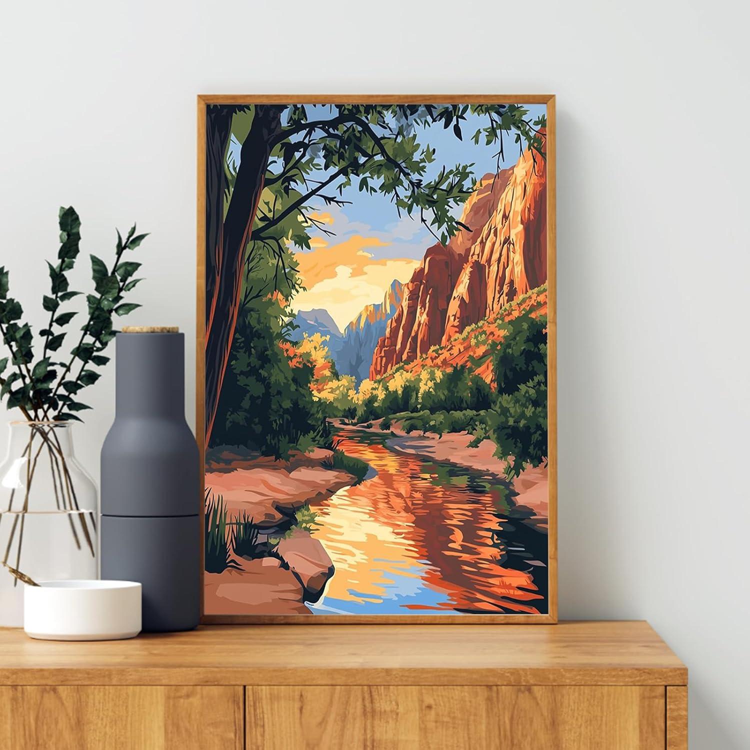 Kit de Pintura por Números Enmarcado Yezavesu 4 Piezas 20x30 cm