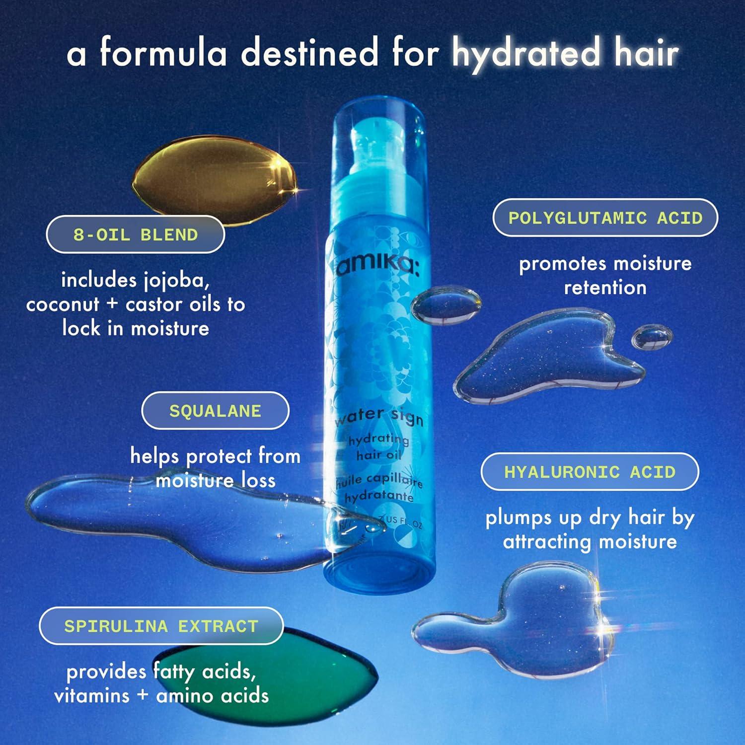 Aceite Hidratante para Cabello Amika 160ml con Ácido Hialurónico