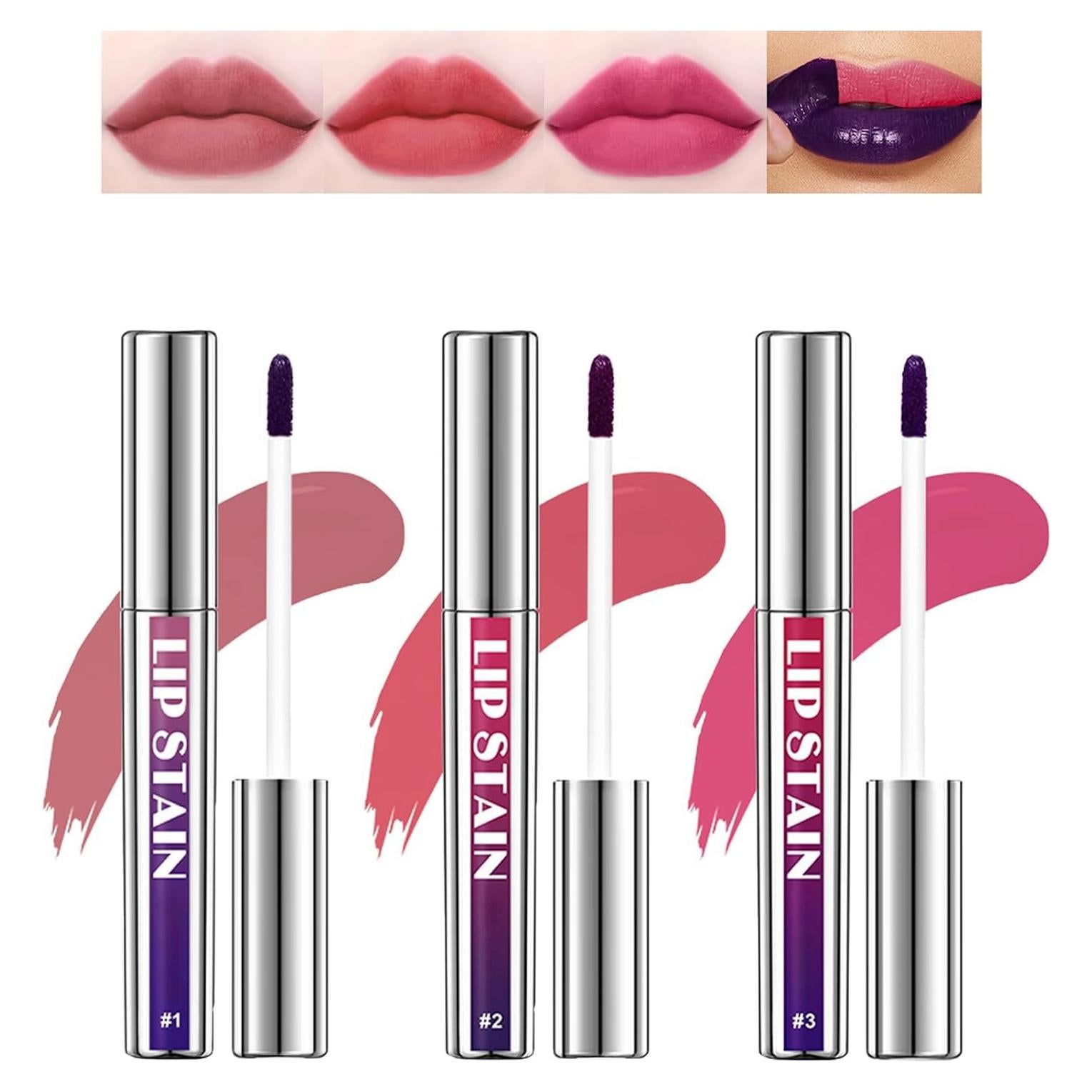 Tinte de Labios Peel Off Bekoeen 3PCS Larga Duración Multicolor