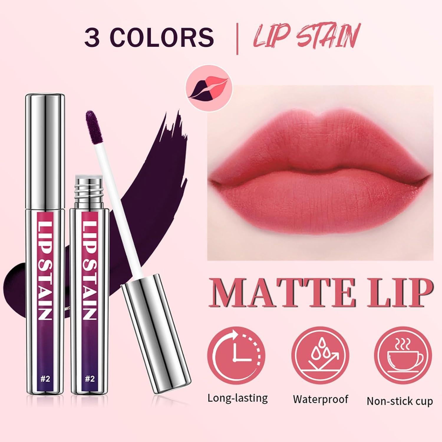 Tinte de Labios Peel Off Bekoeen 3PCS Larga Duración Multicolor