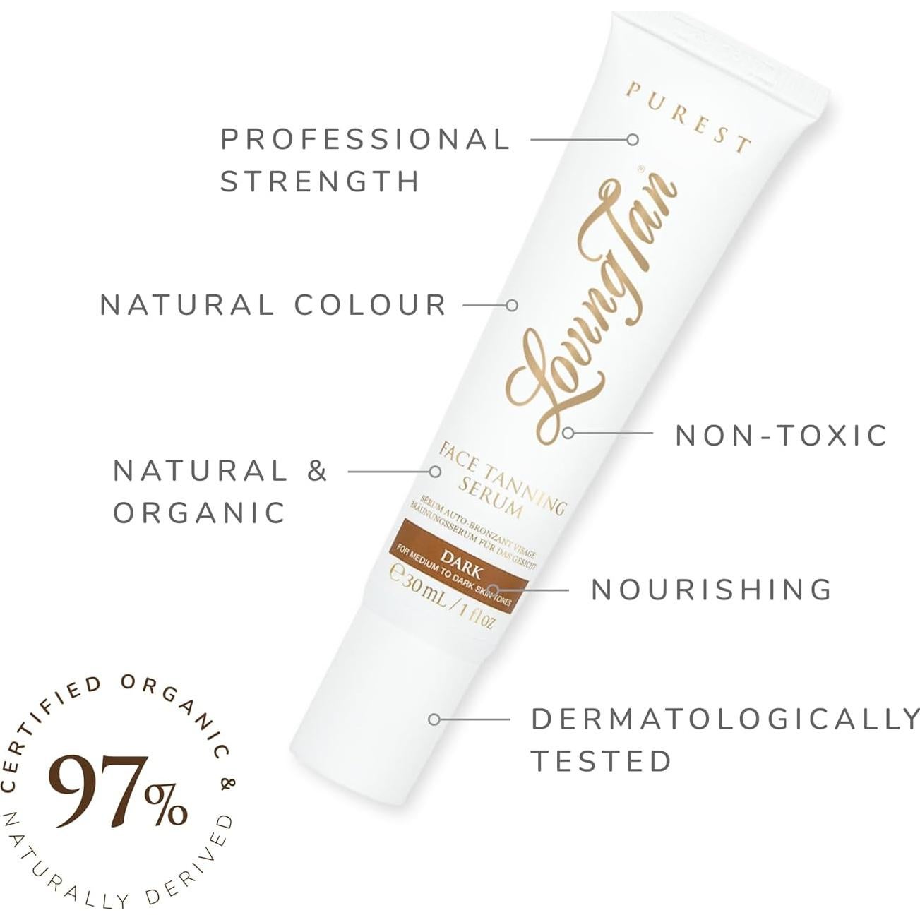 Sérum Bronceador Facial Loving Tan Oscuro 29.57 ml Orgánico