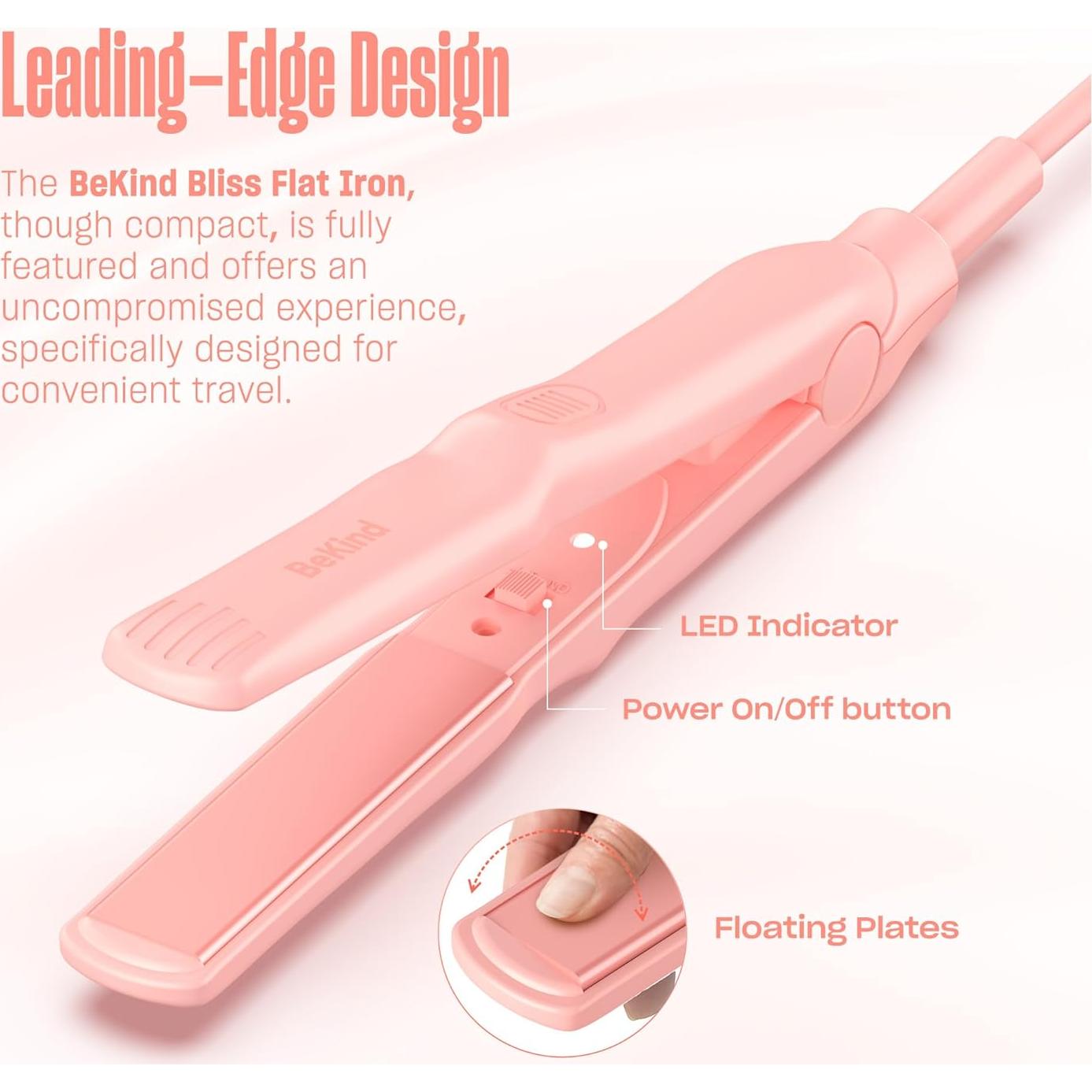 Plancha de Pelo Mini BeKind Bliss Cerámica Portátil 210°C Durazno