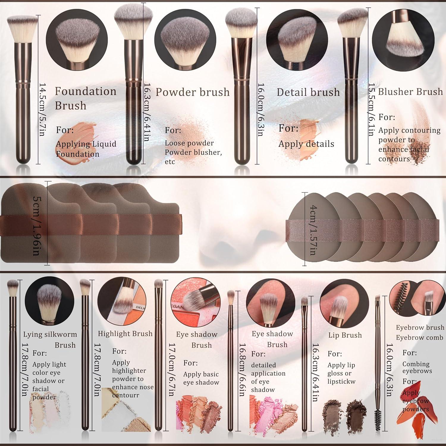 Conjunto de Pinceles y Esponjas de Maquillaje Yujie - 20 Piezas