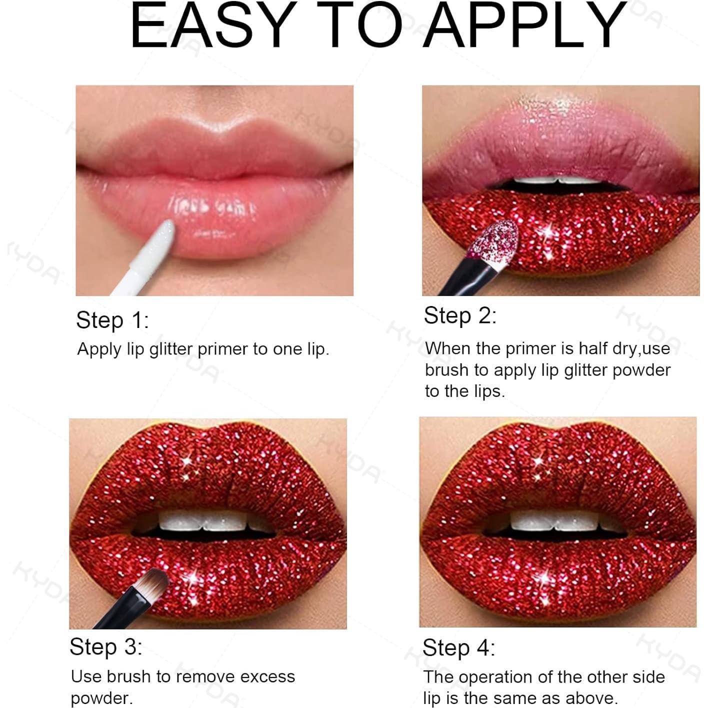 Kit de Labios Brillantes KYDA 3 Colores Polvo Metálico 14.6cm