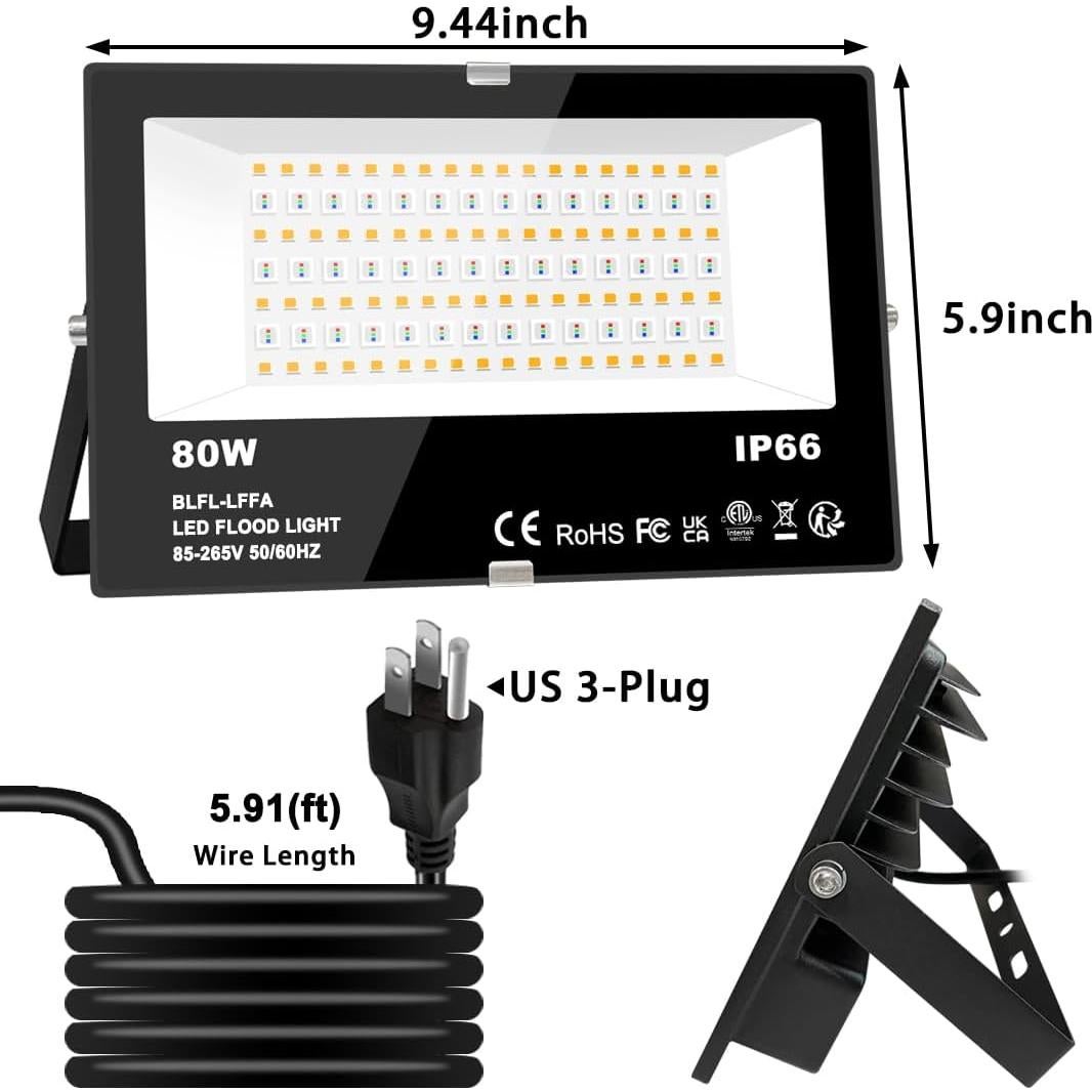 Luz de Inundación LED MELPO 80W RGB Control APP 8000LM