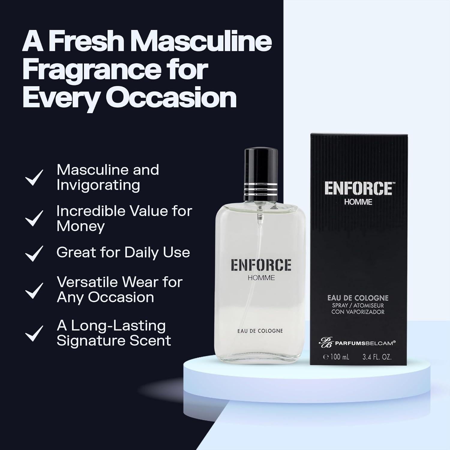 Eau de Toilette Masculino Belcam Enforce Homme 100 ml - Sándalo