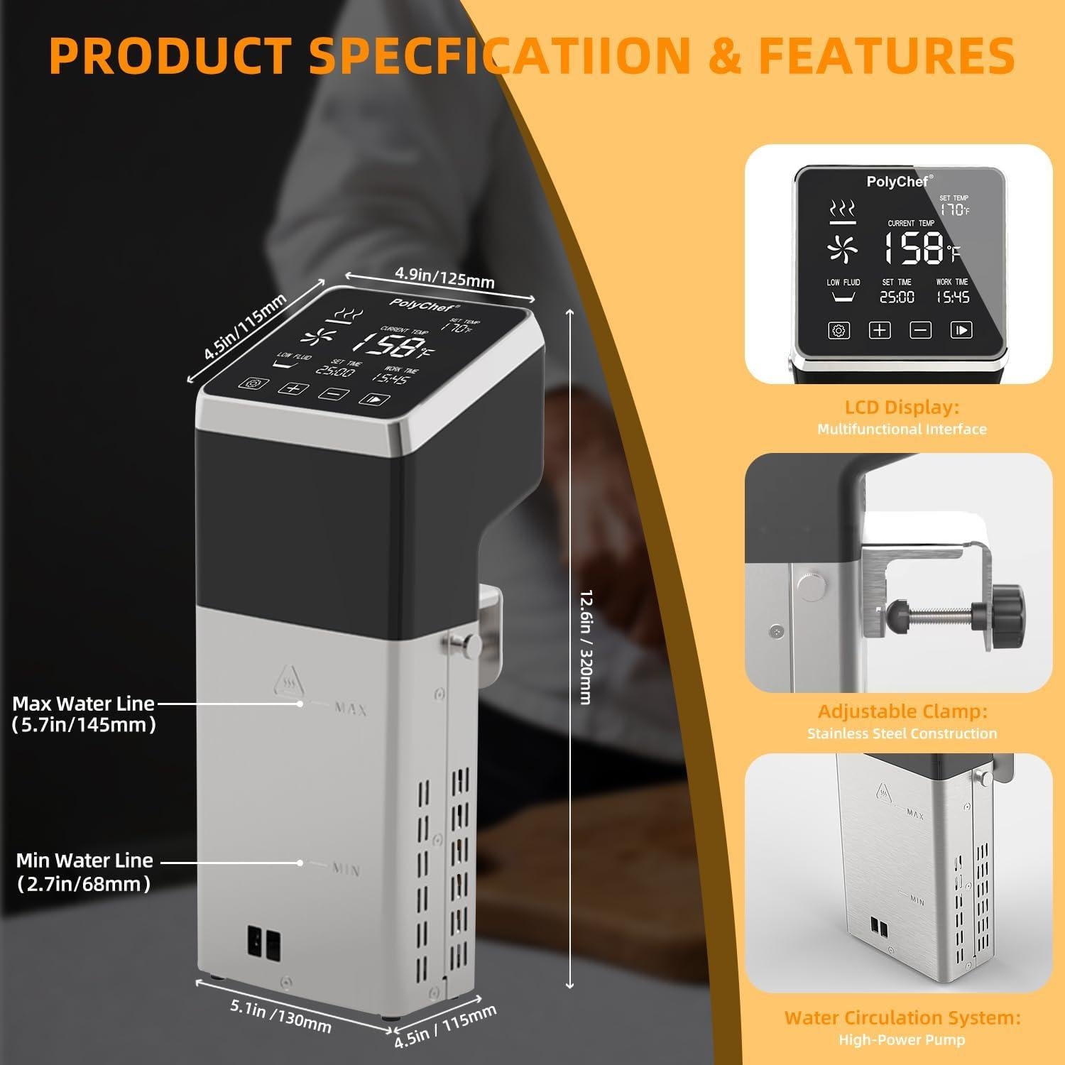 Cocedor Sous Vide AnchorChef Pro 1400W Acero Inoxidable