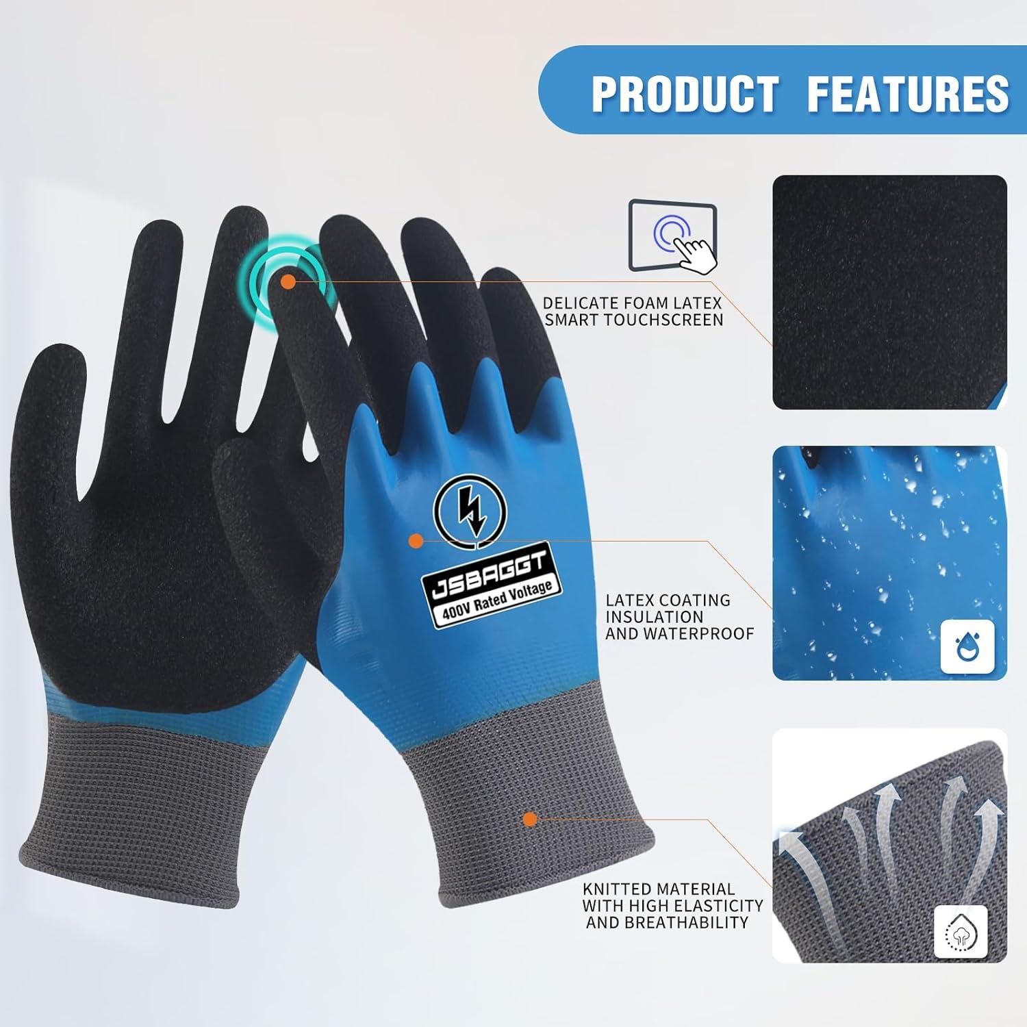 Guantes de Electricista Aislados 400V JSBAGGT Impermeables