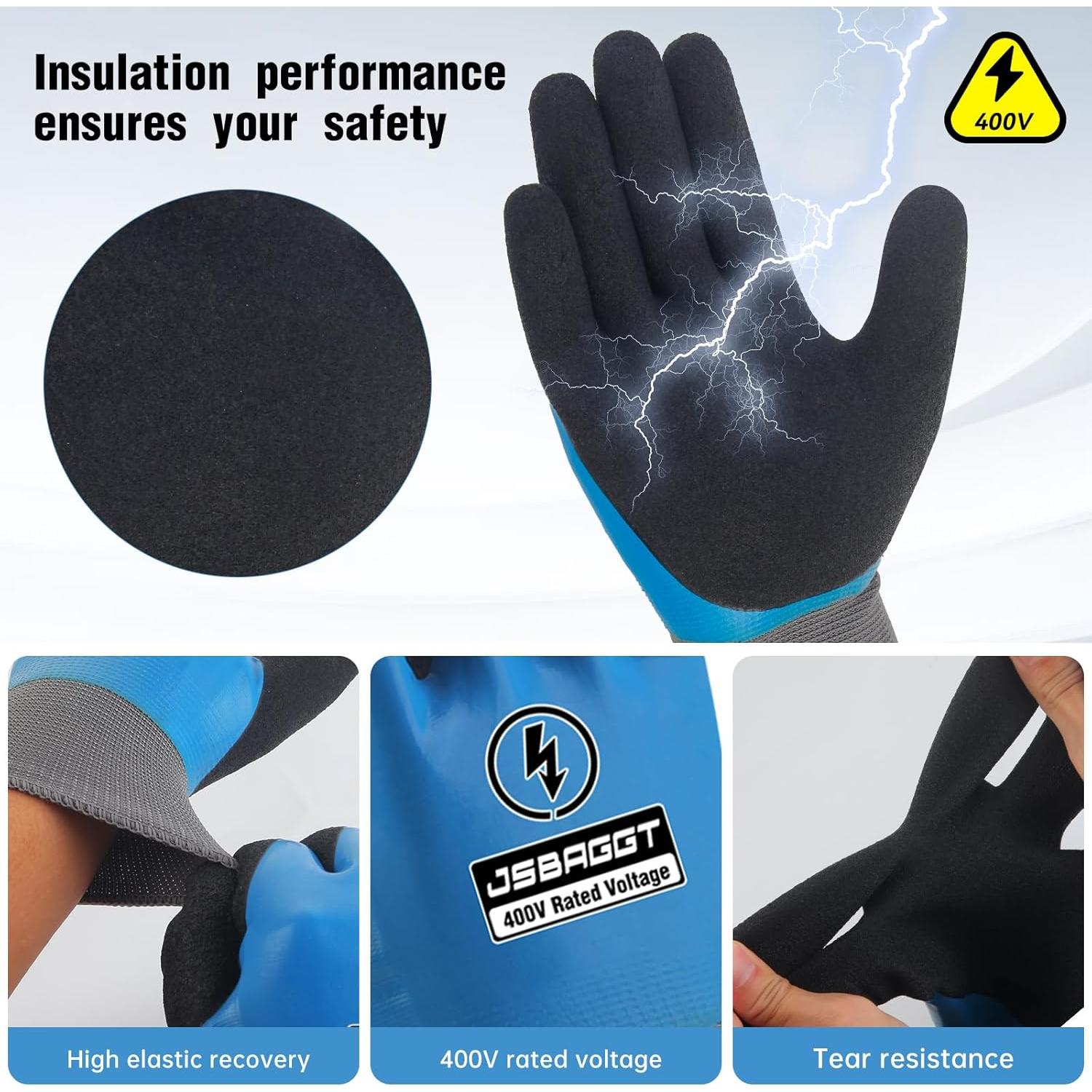 Guantes de Electricista Aislados 400V JSBAGGT Impermeables