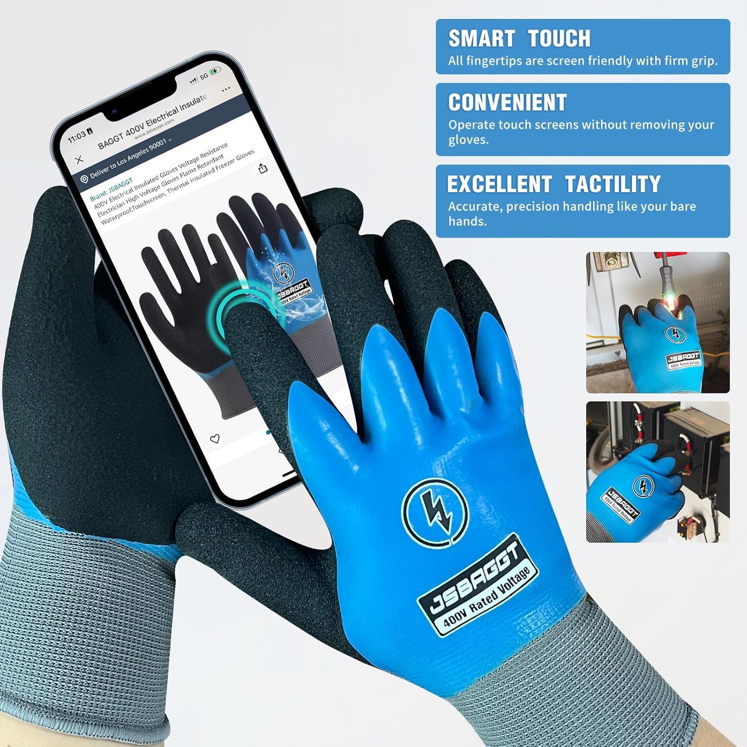 Guantes de Electricista Aislados 400V JSBAGGT Impermeables