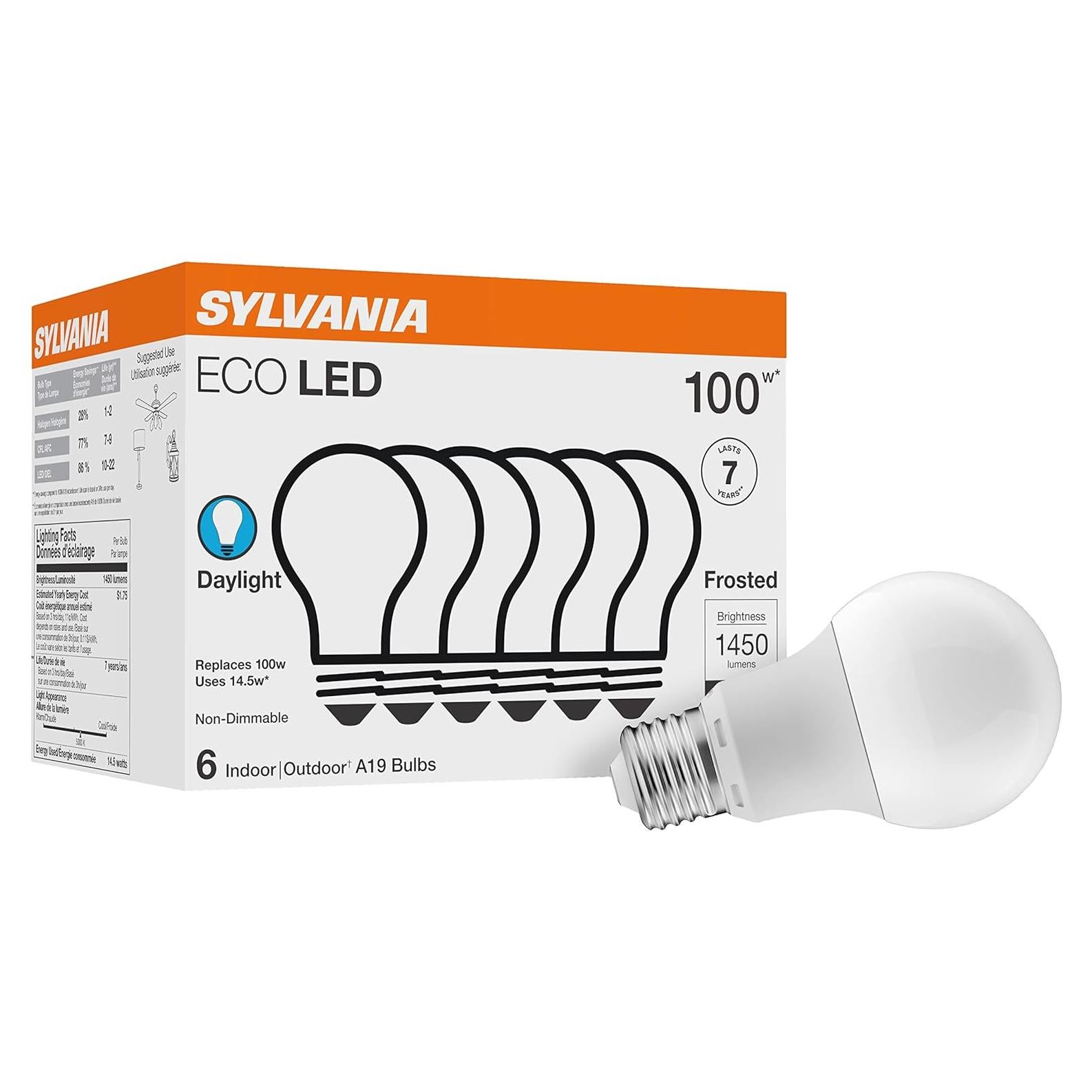 Bombilla LED Sylvania A19 14.5W 1450 lúmenes 5000K - 6 unidades