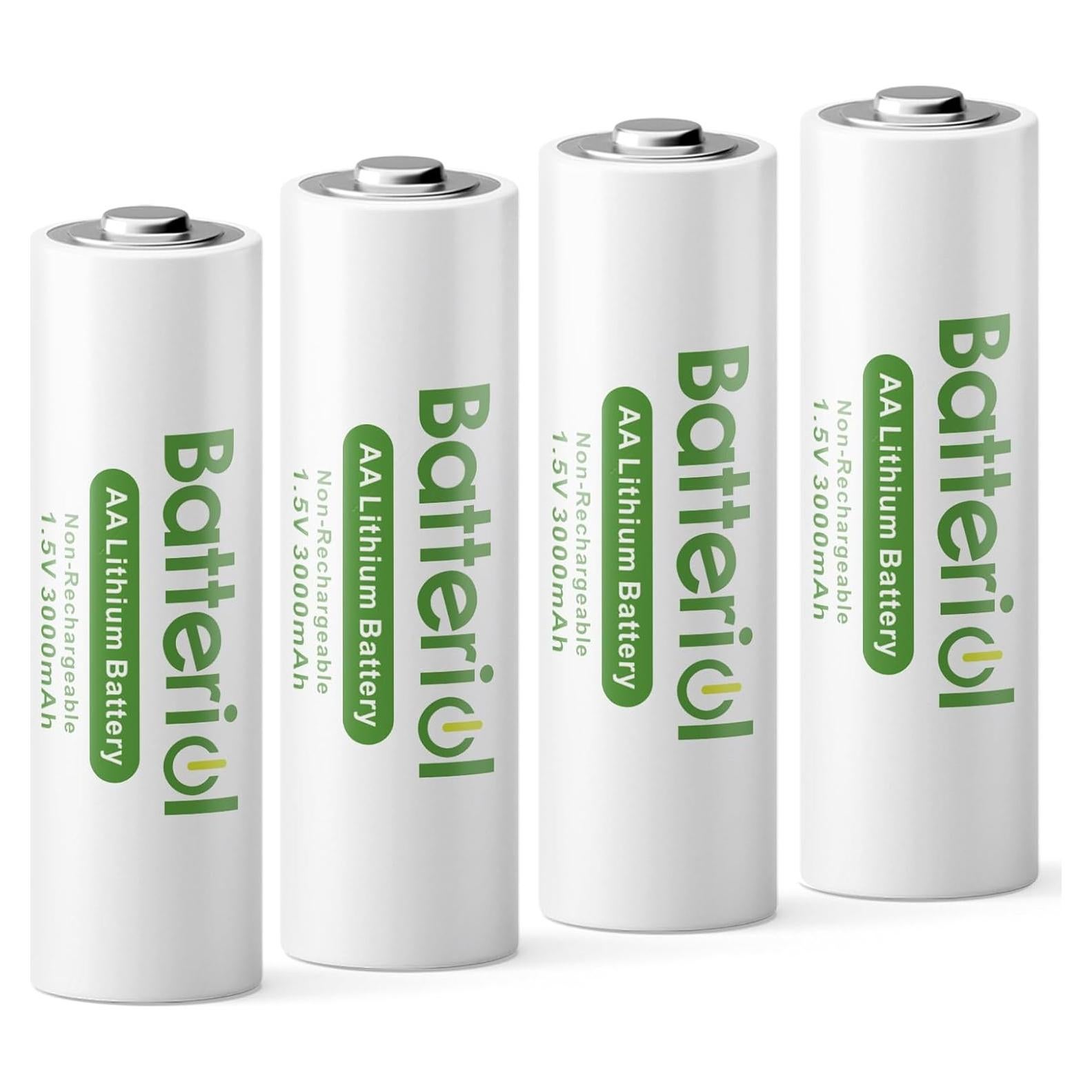 Baterías de Litio AA Batteriol 3000mAh 1.5V Paquete de 4