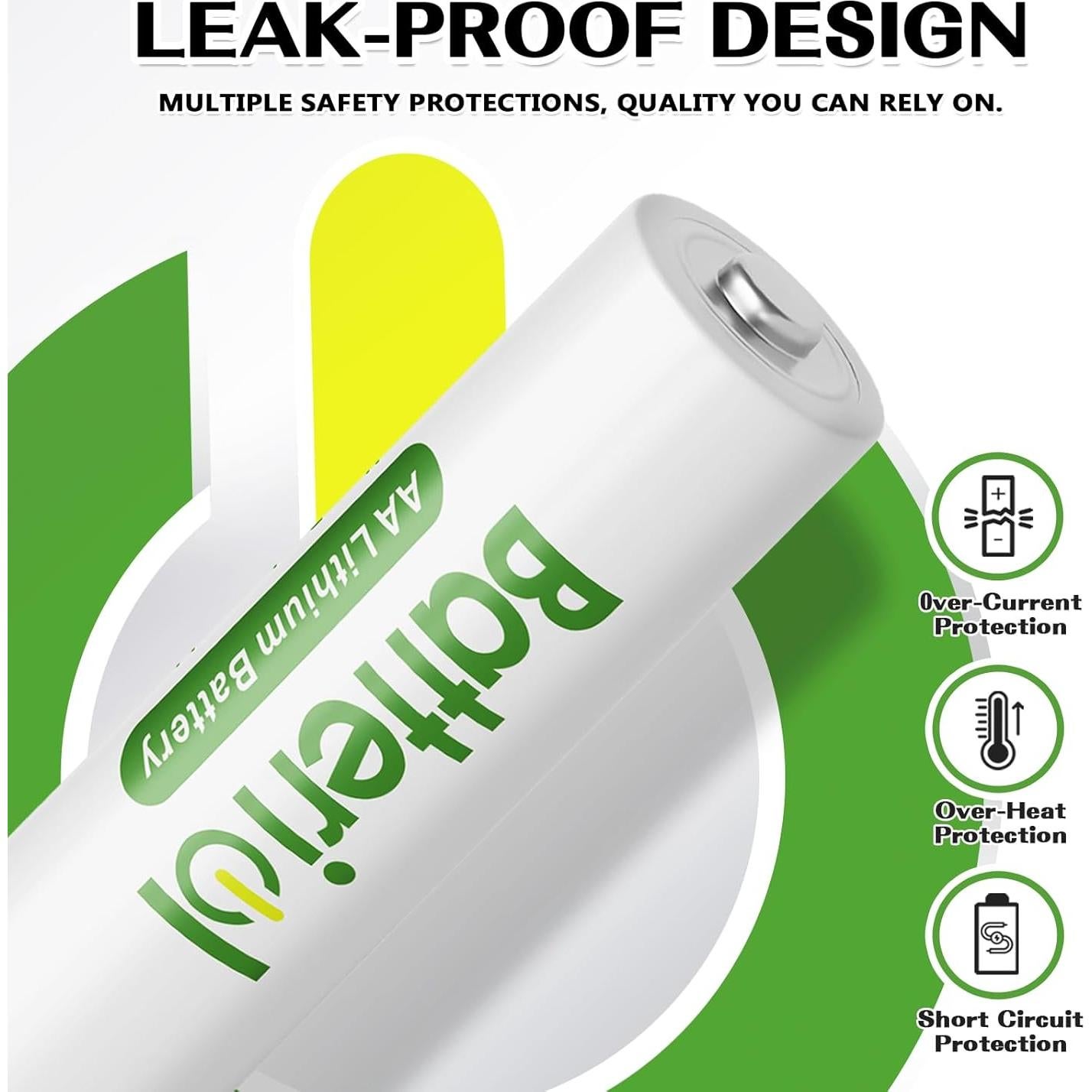 Baterías de Litio AA Batteriol 3000mAh 1.5V Paquete de 4