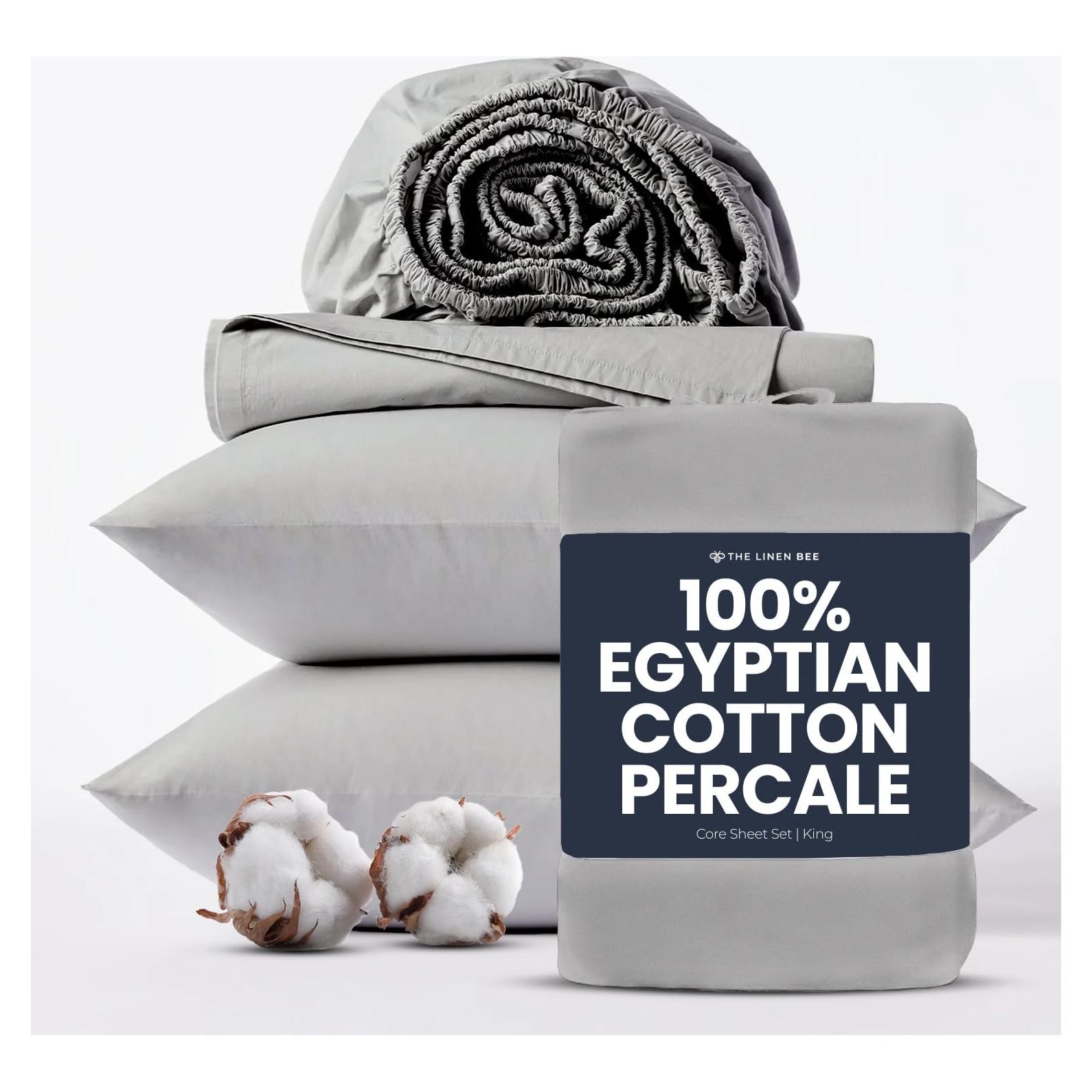 Sábanas King 100% Algodón Egipcio TLB 400 Hilos Gris