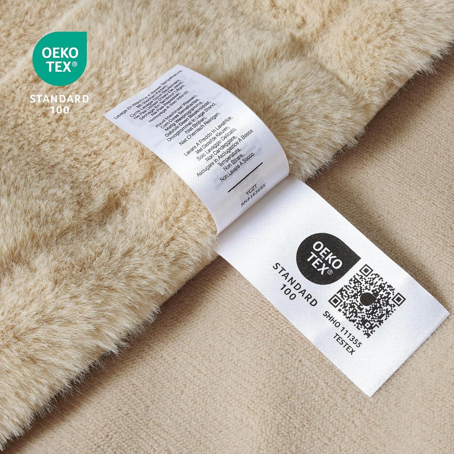 Manta de Pelaje Falso Cozy Bliss Beige 127x152 cm Suave y Cálida