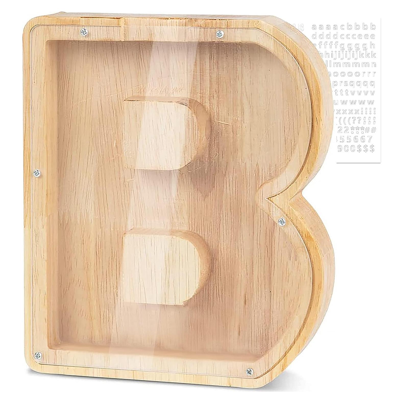 Hucha de Madera Personalizada Letra A-Z 18x18 cm Decorativa