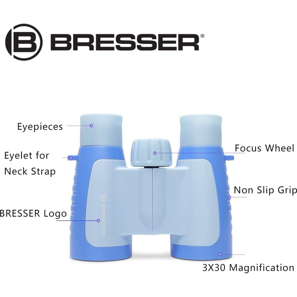 Binoculares Bresser 3x30 para Niños - Alta Resolución Azul