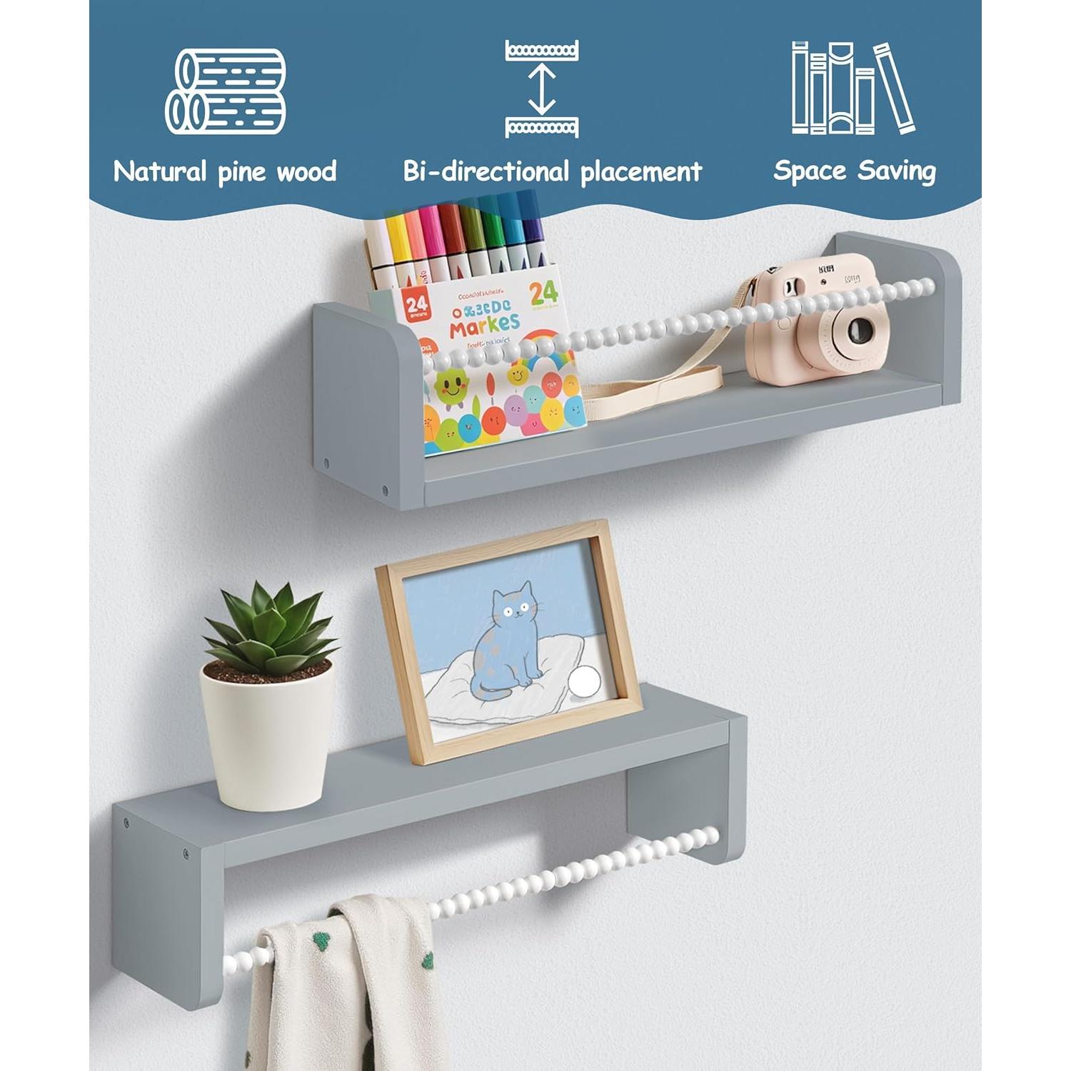 Estantes Flotantes Mazjoaru para Libros - Juego de 3 Gris