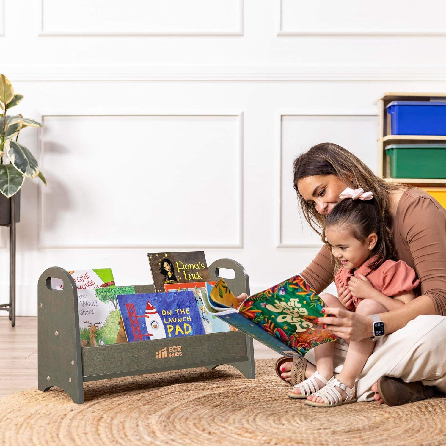 Estantería ECR4Kids Expositor de Libros 2 Estantes Lavado Gris