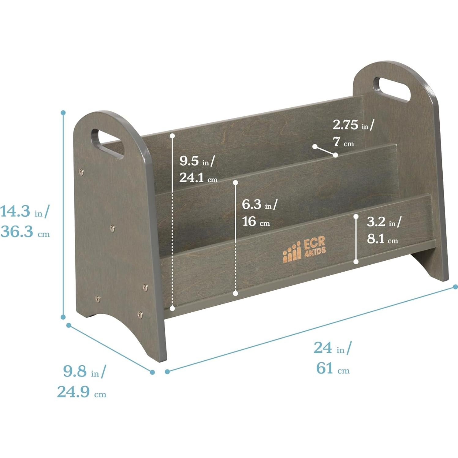 Estantería ECR4Kids Expositor de Libros 2 Estantes Lavado Gris