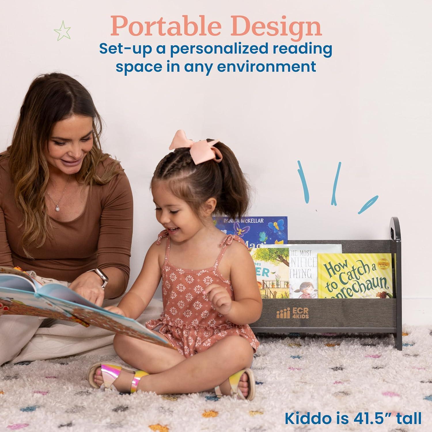 Estantería ECR4Kids Expositor de Libros 2 Estantes Lavado Gris