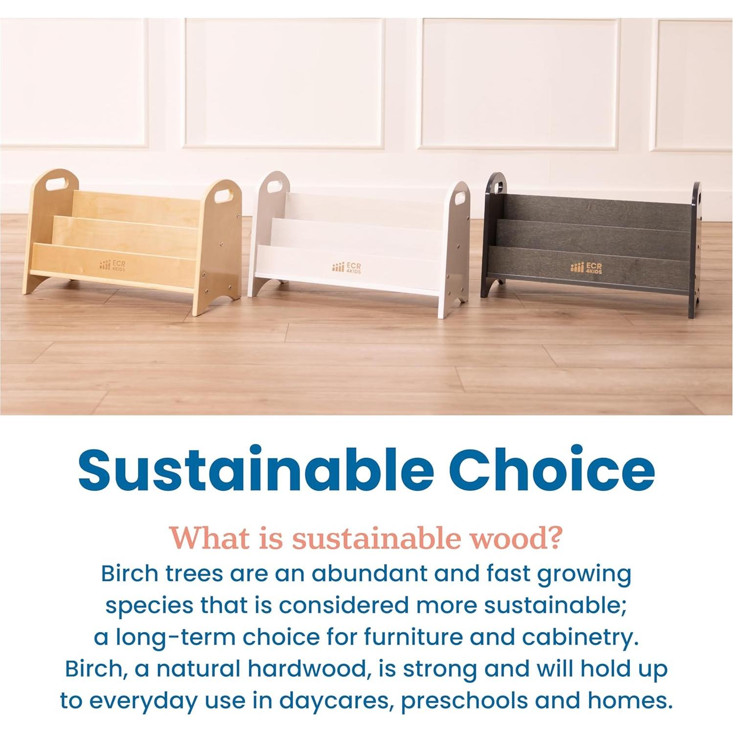 Estantería ECR4Kids Expositor de Libros 2 Estantes Lavado Gris