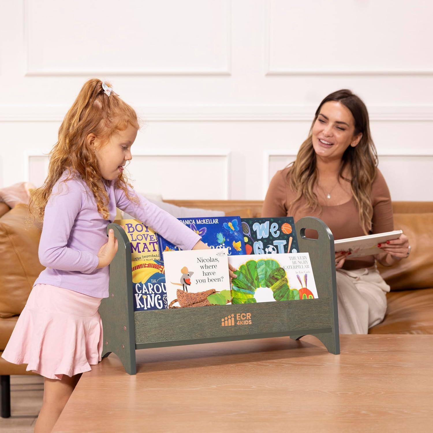 Estantería ECR4Kids Expositor de Libros 2 Estantes Lavado Gris