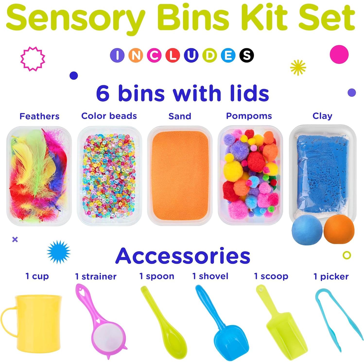 Kit Sensorial para Niños Lolo Toys - 6 Contenedores y Accesorios