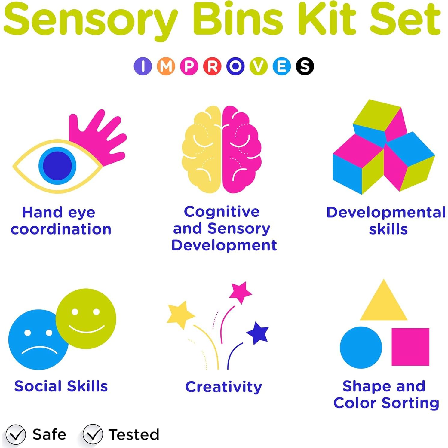 Kit Sensorial para Niños Lolo Toys - 6 Contenedores y Accesorios