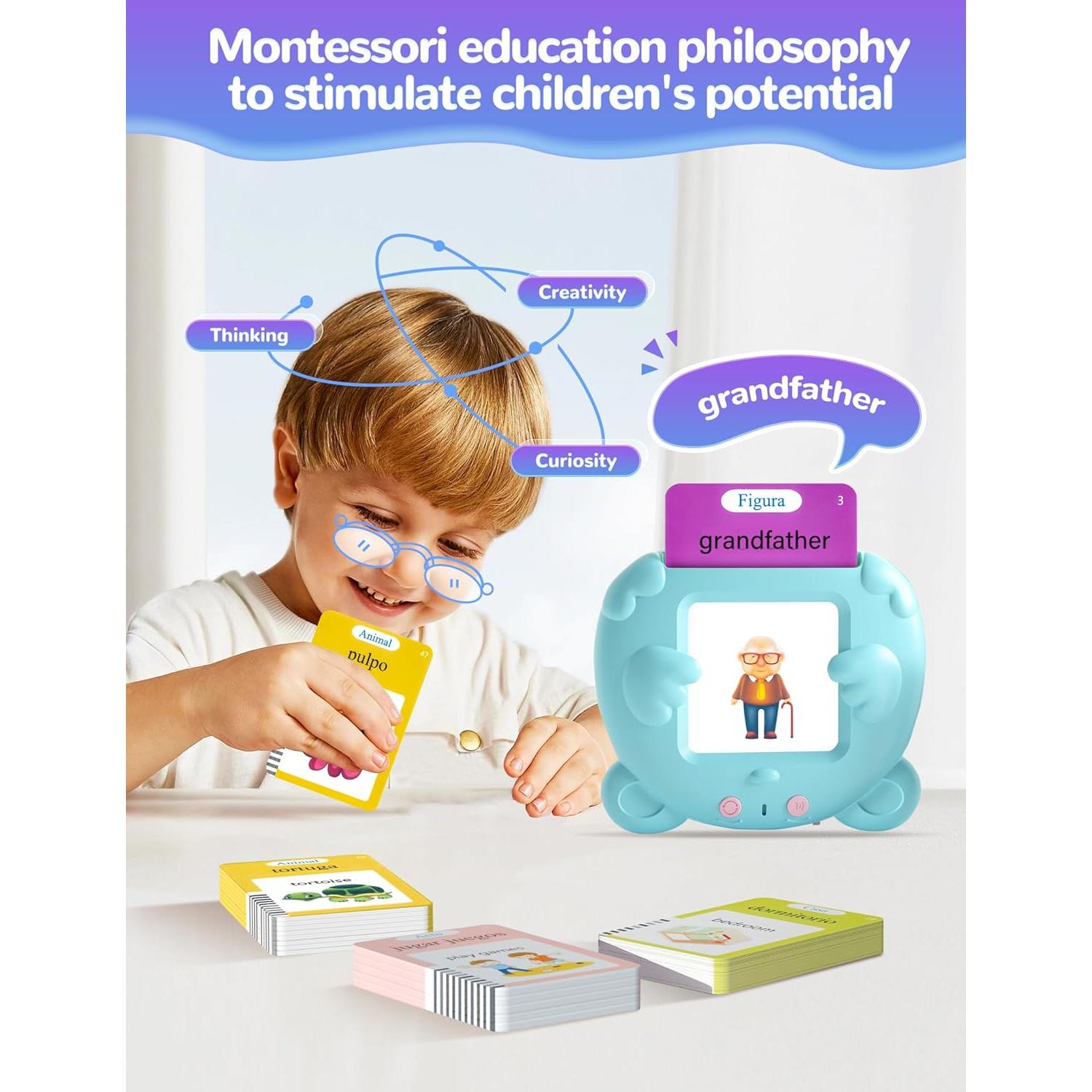 Tarjetas Flash Hablantes Anhovno 224 Palabras para Niños 3+