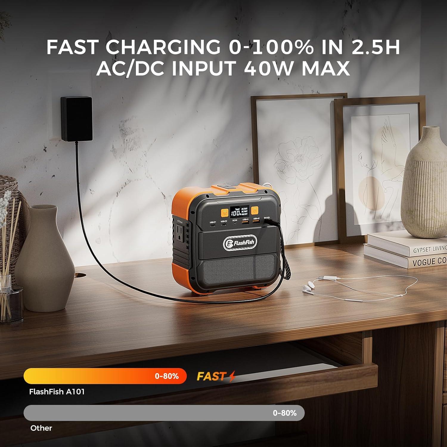 Estación de Energía Portátil Flashfish A101 120W 98Wh con USB