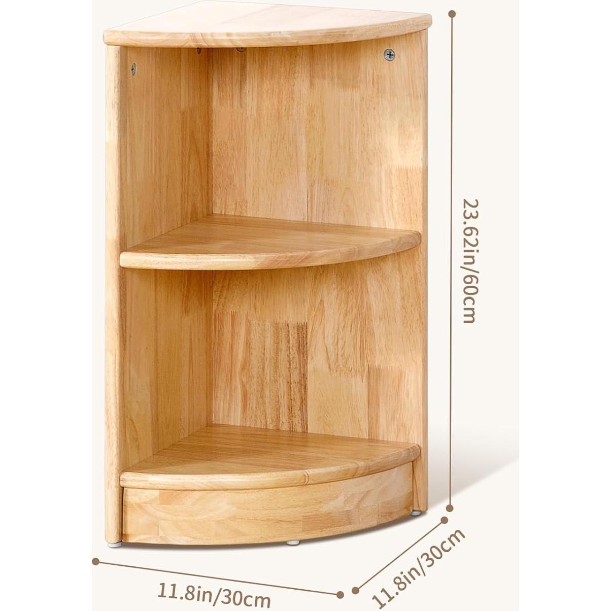 Armario de Esquina OOOK de Madera de Caucho 2 Niveles Infantil